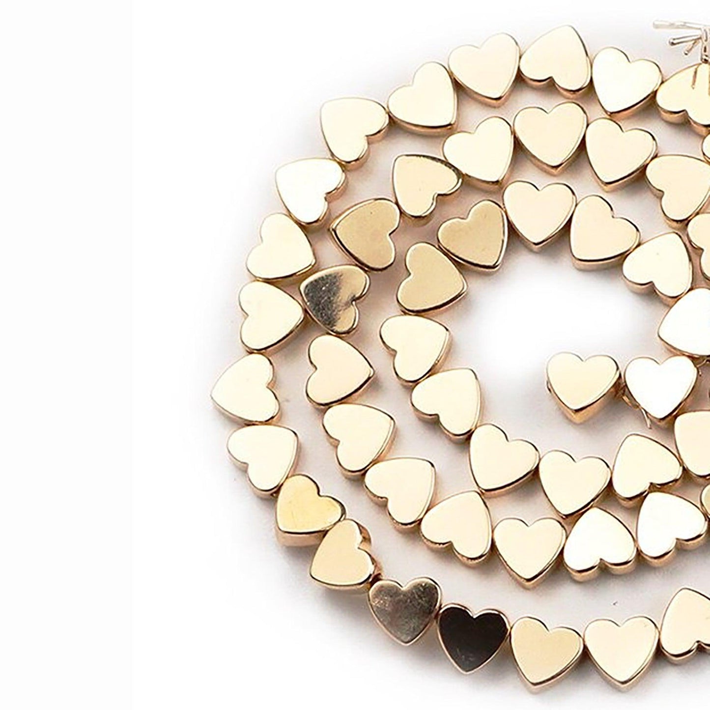 Pyrite Color Flat Heart Hematite Gemstone Beads, 4-10mm, 15.5'' strand