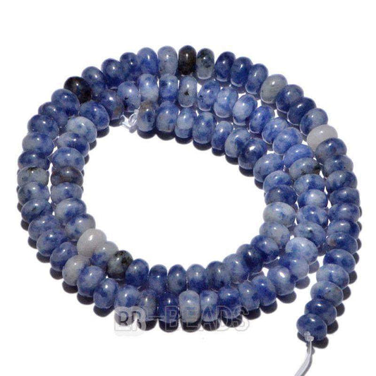 Rondelle Disk Blue Spot Jasper Beads, Smooth Matte and Faceted