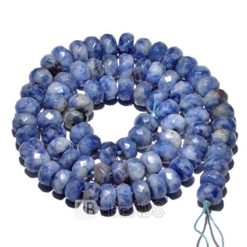 Rondelle Disk Blue Spot Jasper Beads, Smooth Matte and Faceted