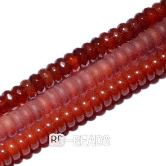 Rondelle Disk Red Carnelian Agate beads, Smooth Matte or Faceted, 15.5