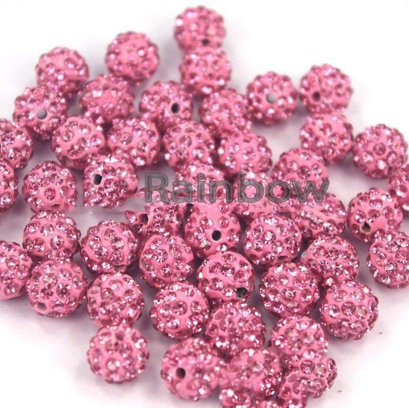 Rosaline Crystal Rhinestone Round Beads, 6mm 8mm 8mm 10mm 12mm Pave Clay Disco Ball Beads, Chunky Bubble Gum Beads, Gumball Acrylic Beads