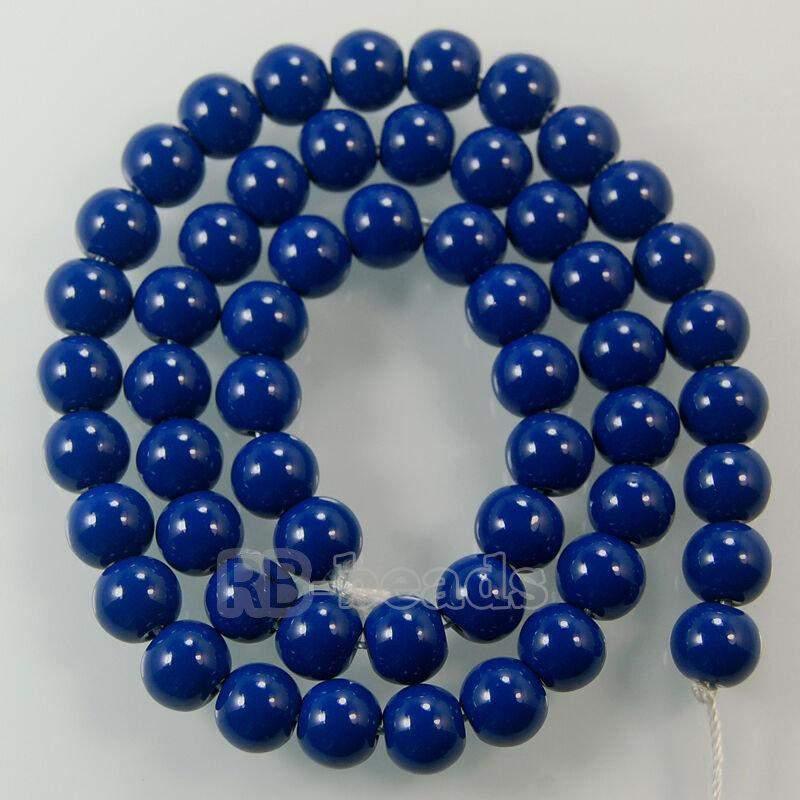 Sapphire Coated Czech Glass Pearl Smooth Round Beads, 4-16mm