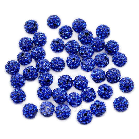Sapphire Crystal Rhinestone Round Beads, 6mm 8mm 8mm 10mm 12mm Pave Clay Disco Ball Beads, Chunky Bubble Gum Beads, Gumball Acrylic Beads