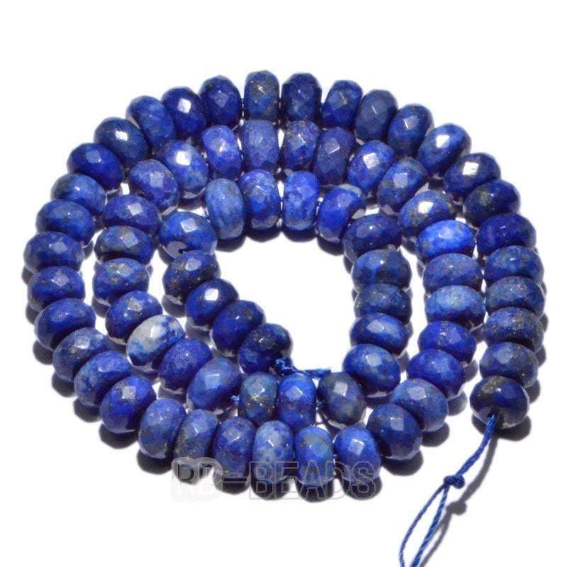 Semiprecious Natural Rondelle Disk Lapis Lazuli Beads, Smooth Matte and Faceted Stone Beads, Loose 4x6mm 5x8mm, 15.5'' strand