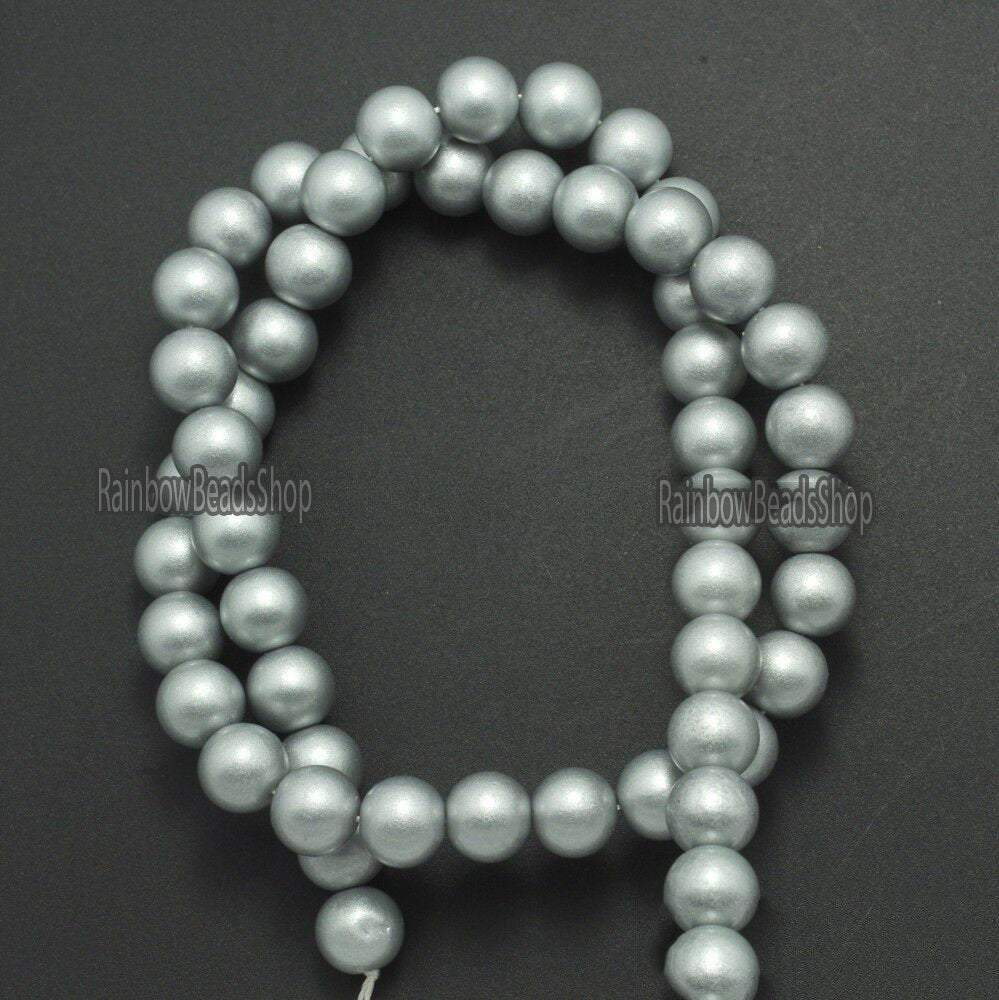 Silver Coated Czech Glass Pearl Smooth Round Beads, 4-16mm