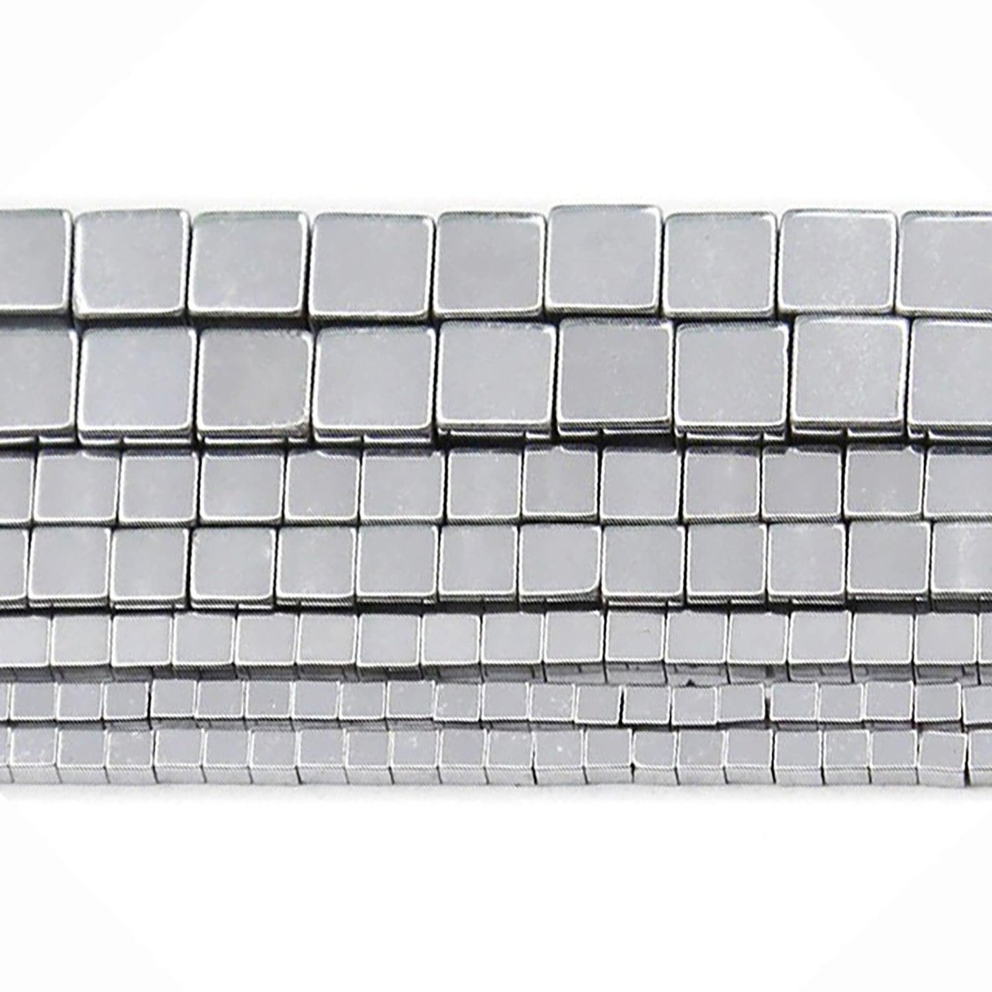 Silver Hematite Square Cube Metallic Beads, 2-6mm, 16'' strand