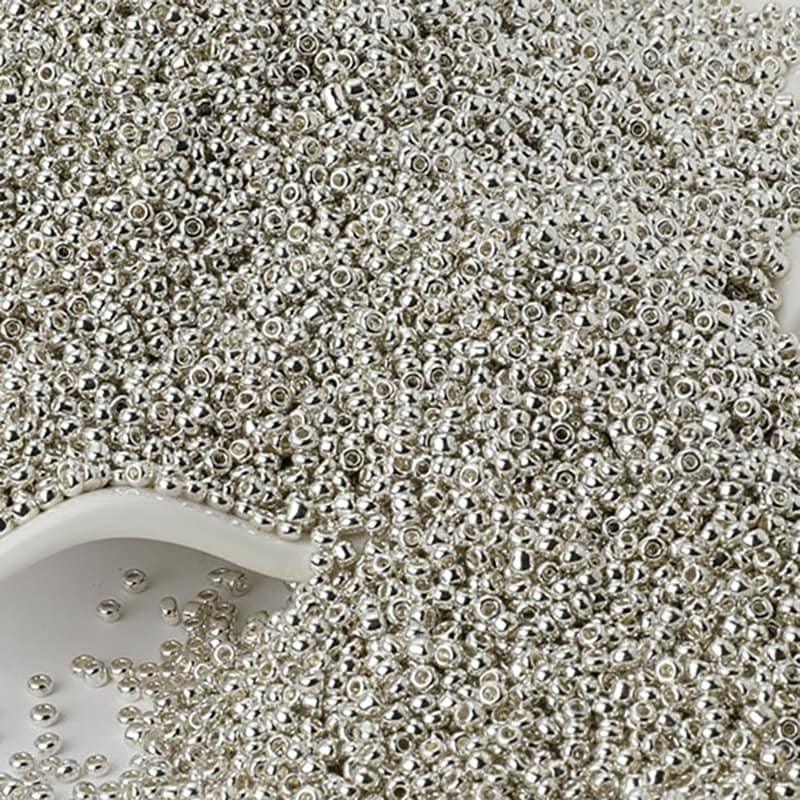 Silver japanese seed beads, glass Austria Miyuki Delica round small beads, 1000pcs, 2mm 12/0