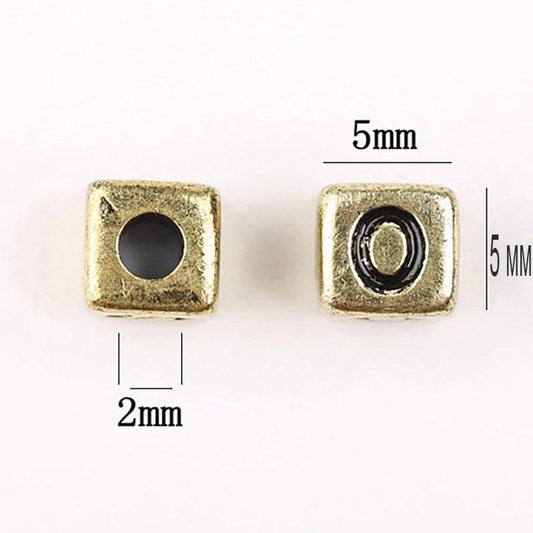 Silver Letter Cube Beads, 6mm Alphabet plastic Carved Square Symbo Beads, 100pcs