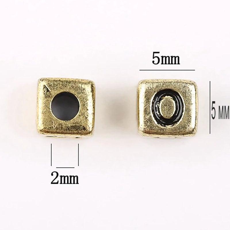 Silver Letter Cube Beads, 6mm Alphabet plastic Carved Square Symbo Beads, 100pcs