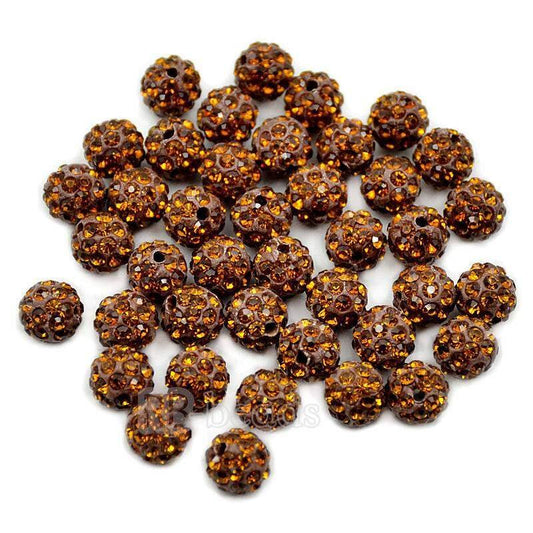 Smoked Topaz Crystal Rhinestone Round Beads, 6mm 8mm 8mm 10mm 12mm Pave Clay Disco Ball Beads Chunky Bubble Gum Beads, Gumball Acrylic Beads