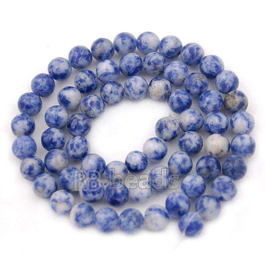 Smooth Blue Spot Jasper beads, 2-10mm Round beads, 15.5'' strand