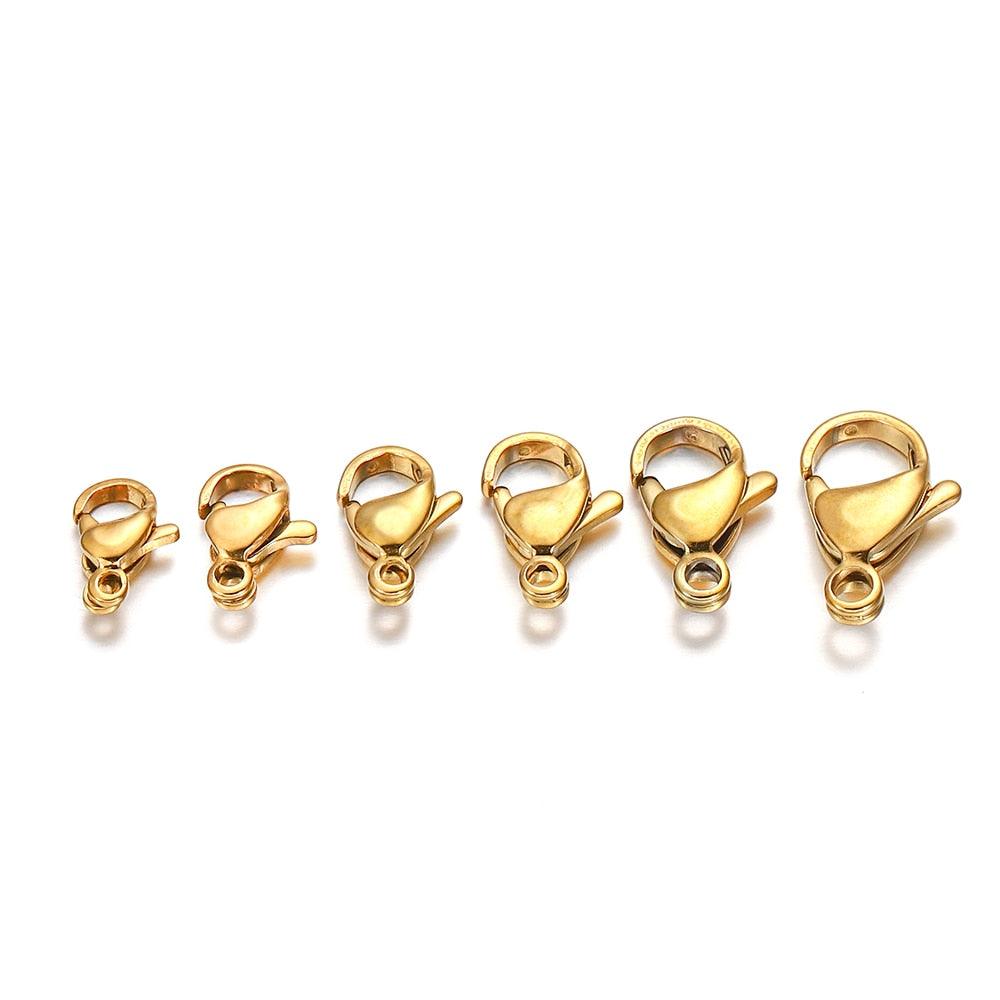 Stainless Steel Lobster Claw Clasps, Gold Plated, 30Pcs/lot
