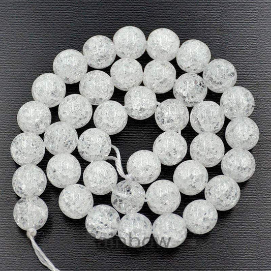 Synthetic Fire Clear Quartz Crystal Beads, White Gemstone Beads, Round Natural Beads, 4mm 6mm 8mm 10mm 12mm 15''5 strand