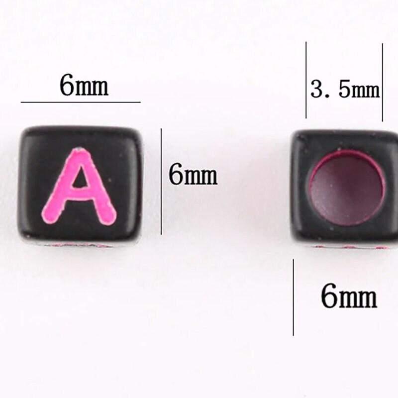 White and mixed Letter Cube Beads 6mm Alphabet plastic Carved Square Symbo Beads, 100pcs