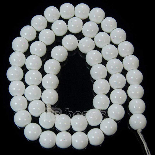 White Coated Czech Glass Pearl Smooth Round Beads, 4-16mm