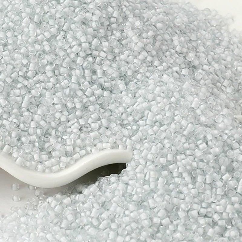 White Lined Transparen japanese seed beads, 2mm 12/0 Miyuki Delica small glass beads, Austria round beads, Clear, 1000 pcs