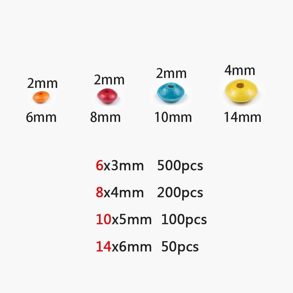 Wood Beads, Flat Round Wooden Loose Beads for Jewelry Making 6*3MM 500pcs