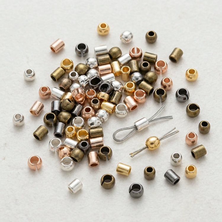 Crimp beads and crimp bead covers for jewelry making