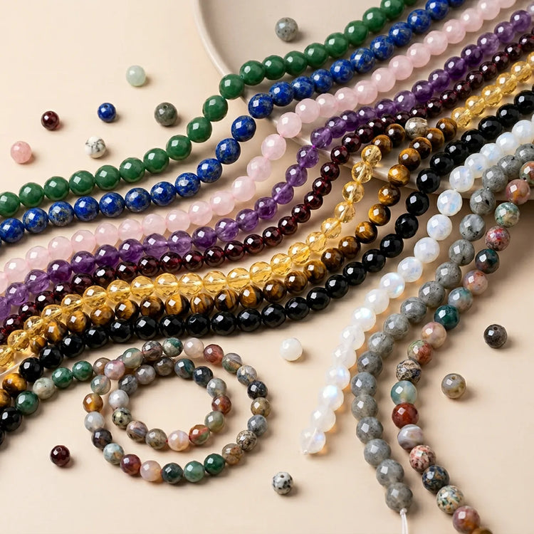 faceted round gemstone beads natural