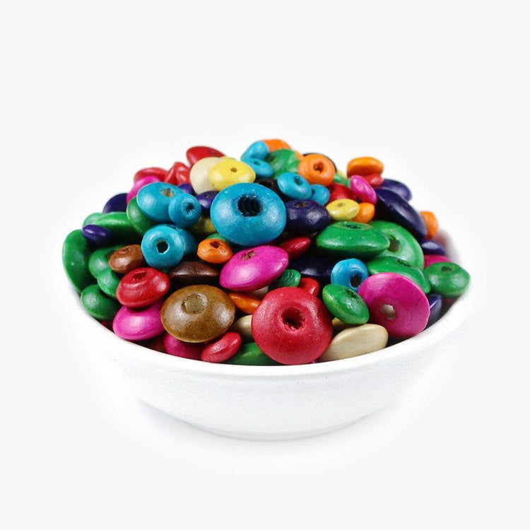 Flat round wood beads 