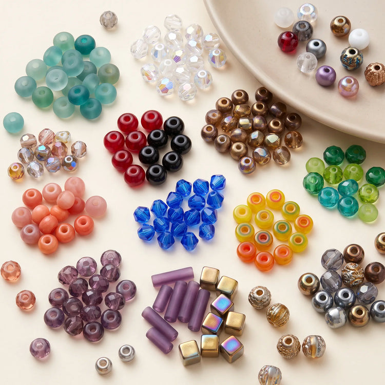 Glass spacer beads for jewelry making in different colors and finishes