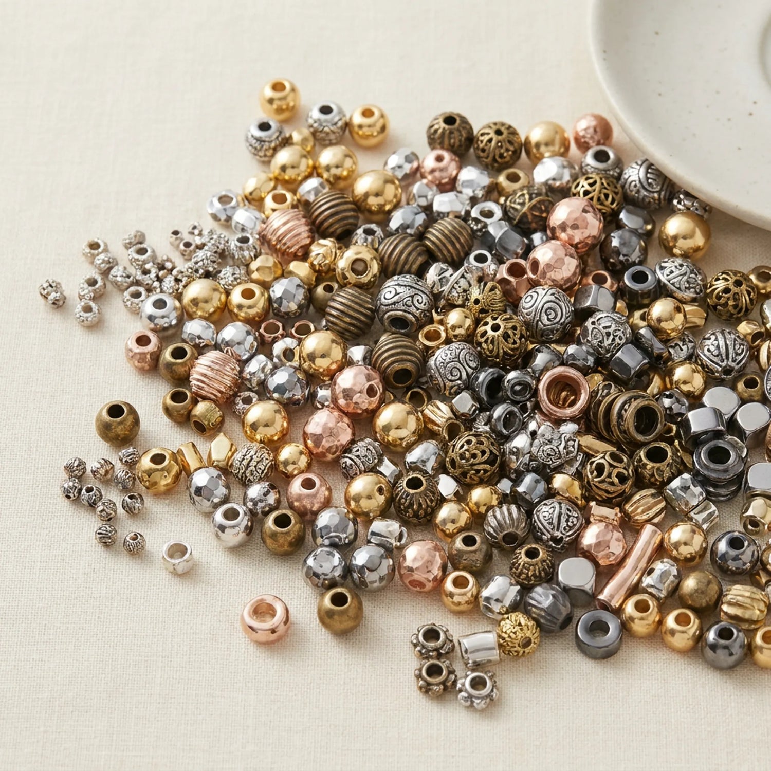 Metal beads for jewelry making in different styles and finishes