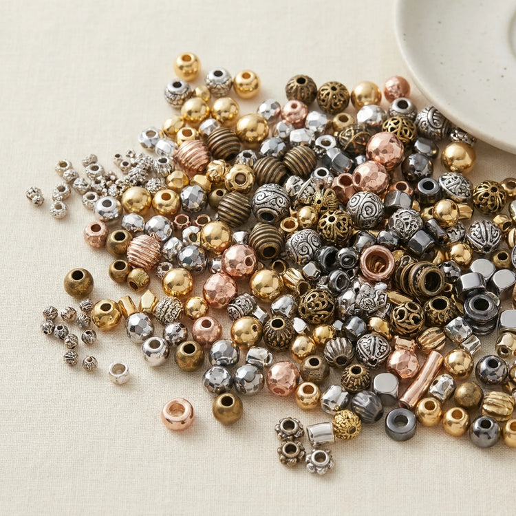 Metal beads for jewelry making in different styles and finishes