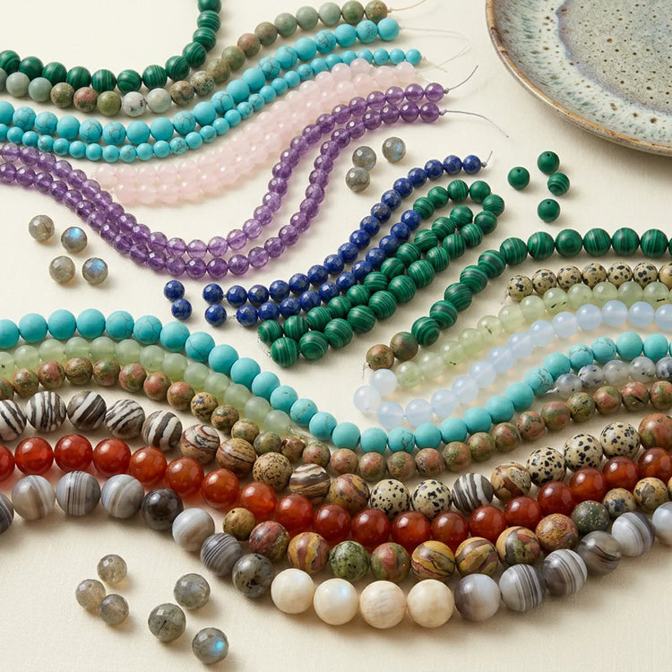 Round gemstone beads for jewelry making