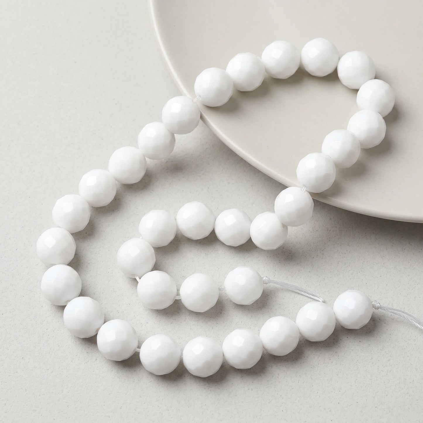10mm faceted white onyx alabaster beads
