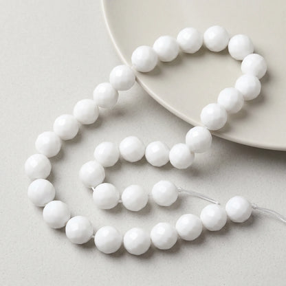 10mm faceted white onyx alabaster beads