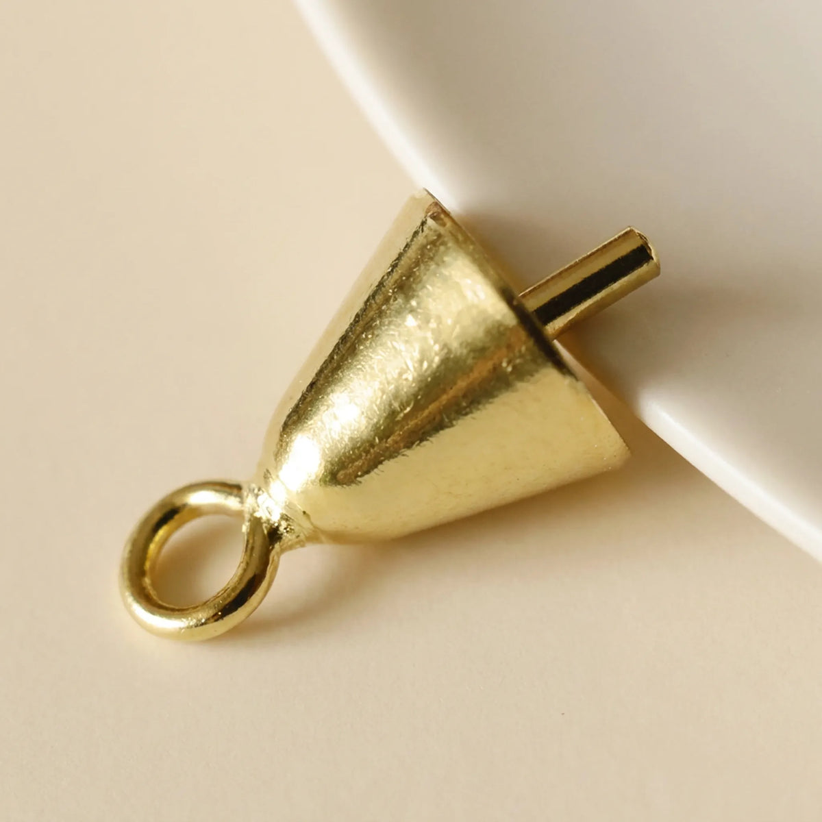 18K gold plated pearl cup pendant bail with pin and loop for jewelry making