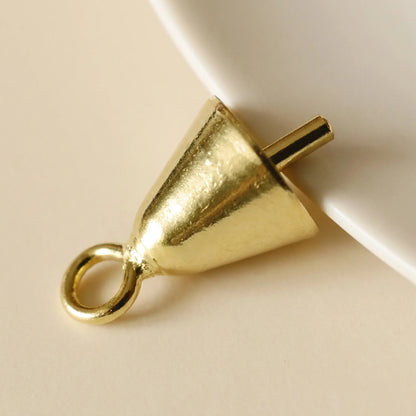 18K gold plated pearl cup pendant bail with pin and loop for jewelry making