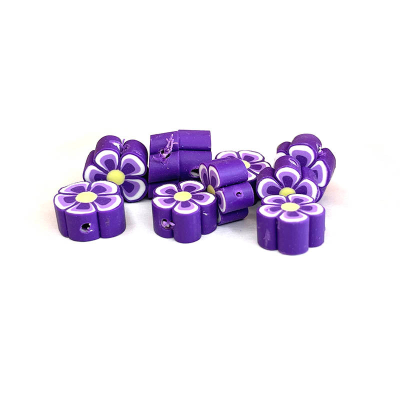 10mm Multicolored Flower Polymer Clay Beads