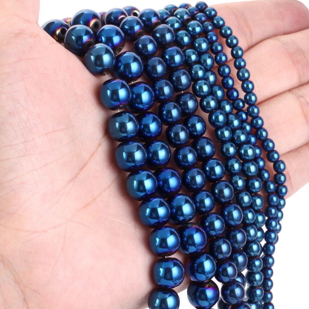 Blue Hematite Beads, 4-10mm