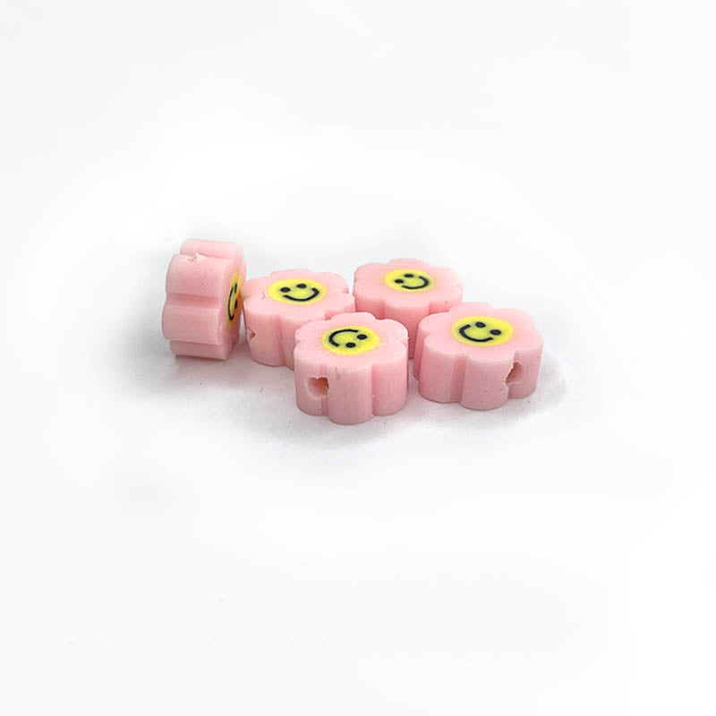 10mm Sonnenblumenlächeln mit farbigen Polymer Clay Perlen