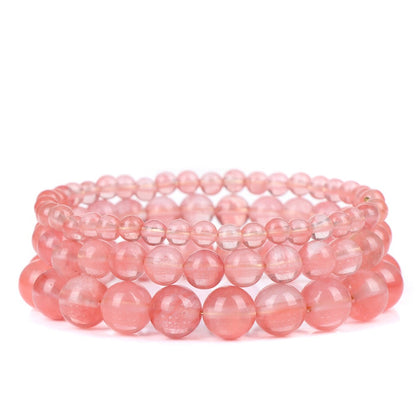 Bracelet extensible avec pierres précieuses en quartz cerise, 6-12 mm