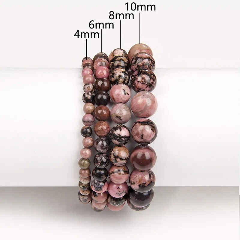 Bracelet de pierres précieuses rhodonite rouge noir