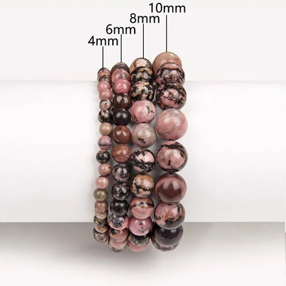 Bracelet de pierres précieuses rhodonite rouge noir