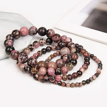 Bracelet de pierres précieuses rhodonite rouge noir