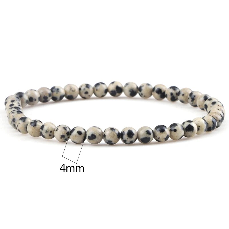 Bracelet en jaspe dalmatien avec pierres précieuses, 4-12 mm