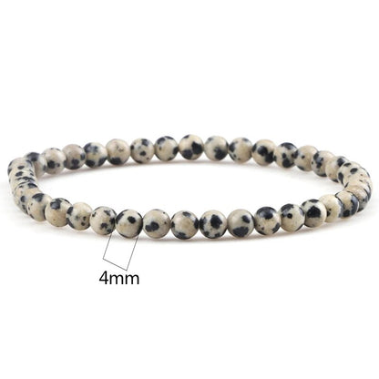 Bracelet en jaspe dalmatien avec pierres précieuses, 4-12 mm