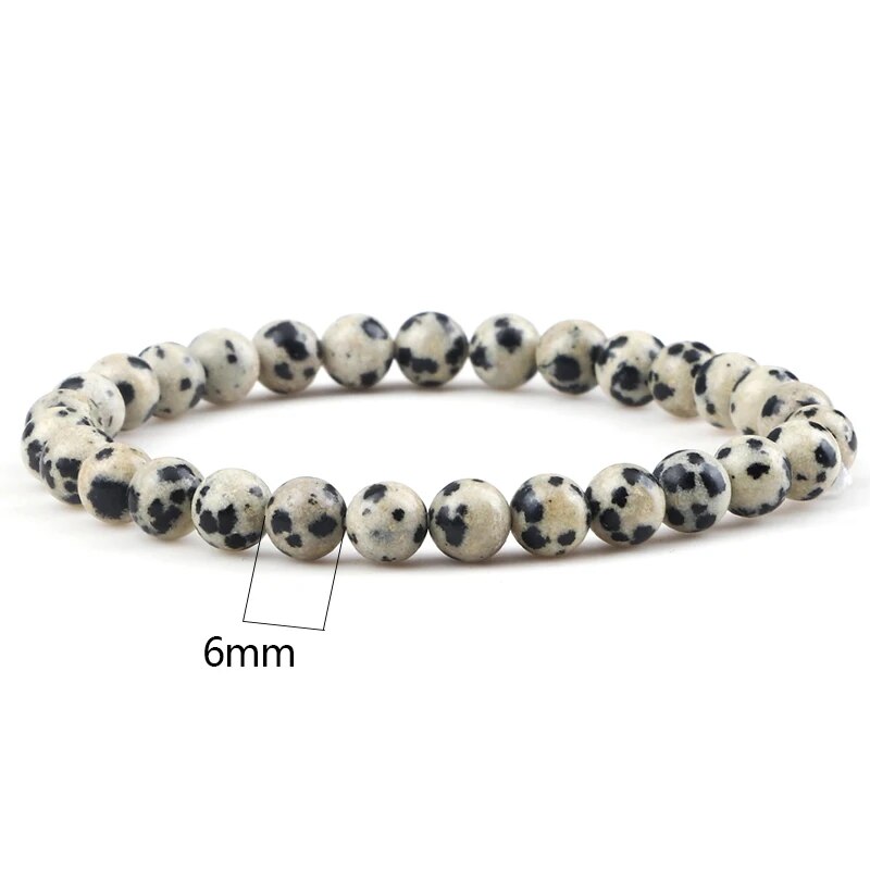 Bracelet en jaspe dalmatien avec pierres précieuses, 4-12 mm