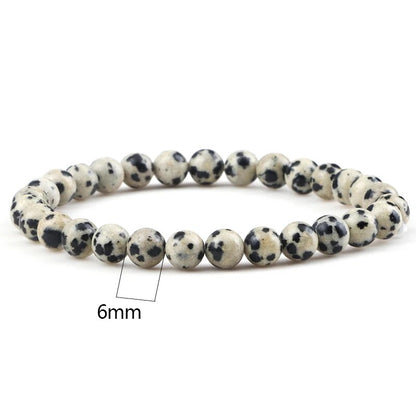 Bracelet en jaspe dalmatien avec pierres précieuses, 4-12 mm