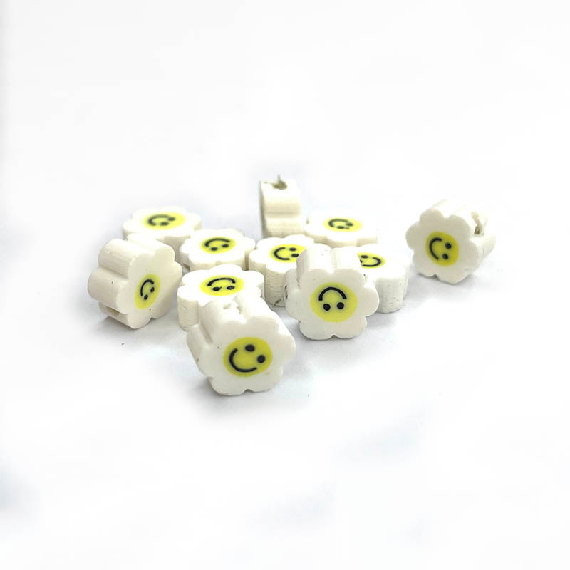 10mm Sonnenblumenlächeln mit farbigen Polymer Clay Perlen