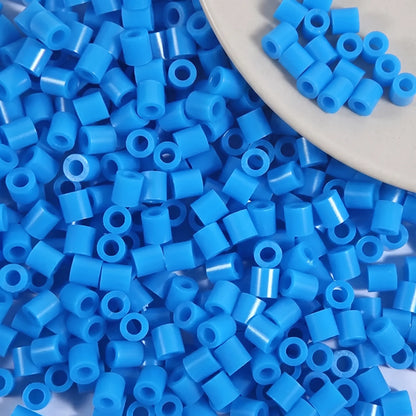 Bright blue 5mm cylinder fuse beads with large holes