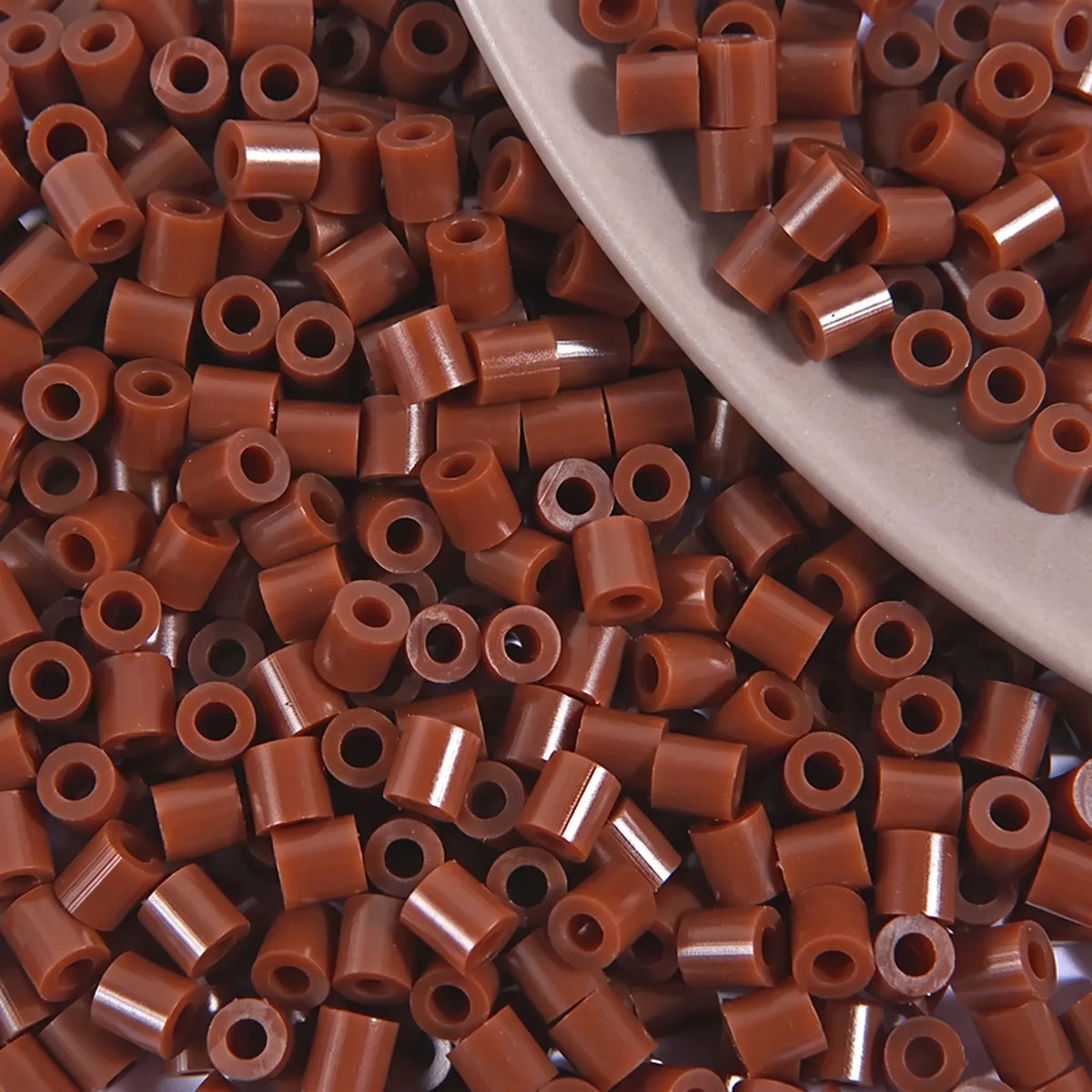 Brown 5mm cylinder fuse beads with large holes
