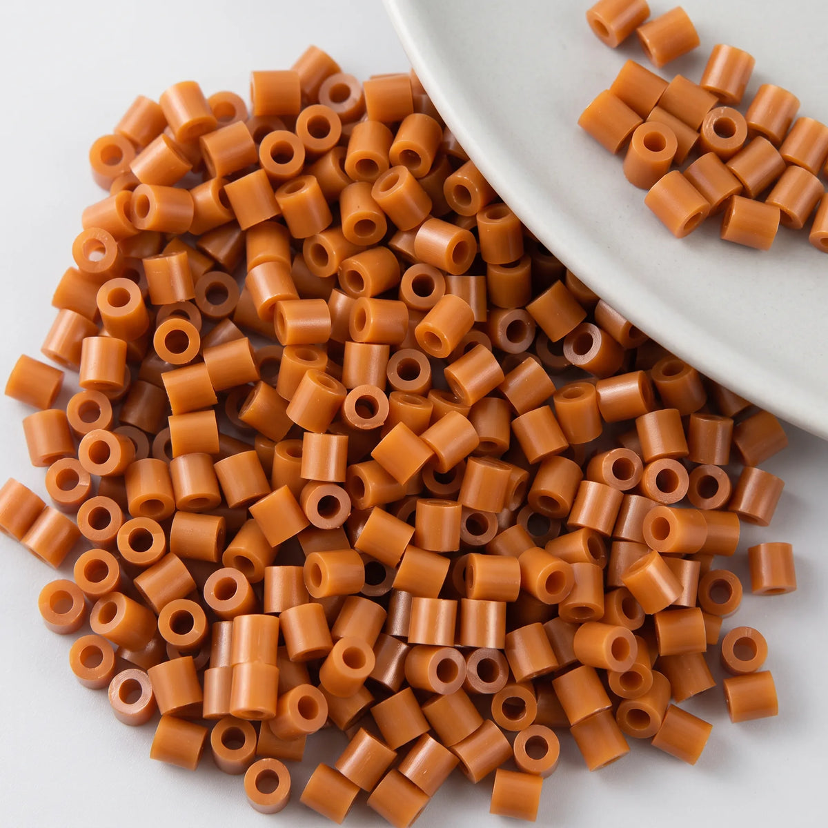 Caramel brown 5mm cylinder fuse beads with large holes
