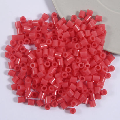 Coral pink 5mm cylinder fuse beads with large holes