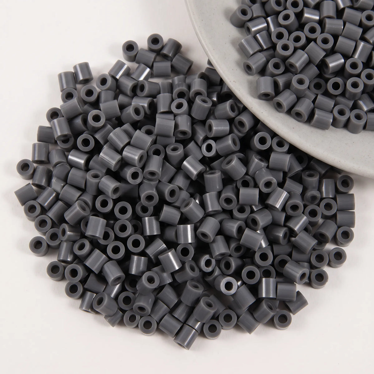 Dark gray 5mm cylinder fuse beads with large holes