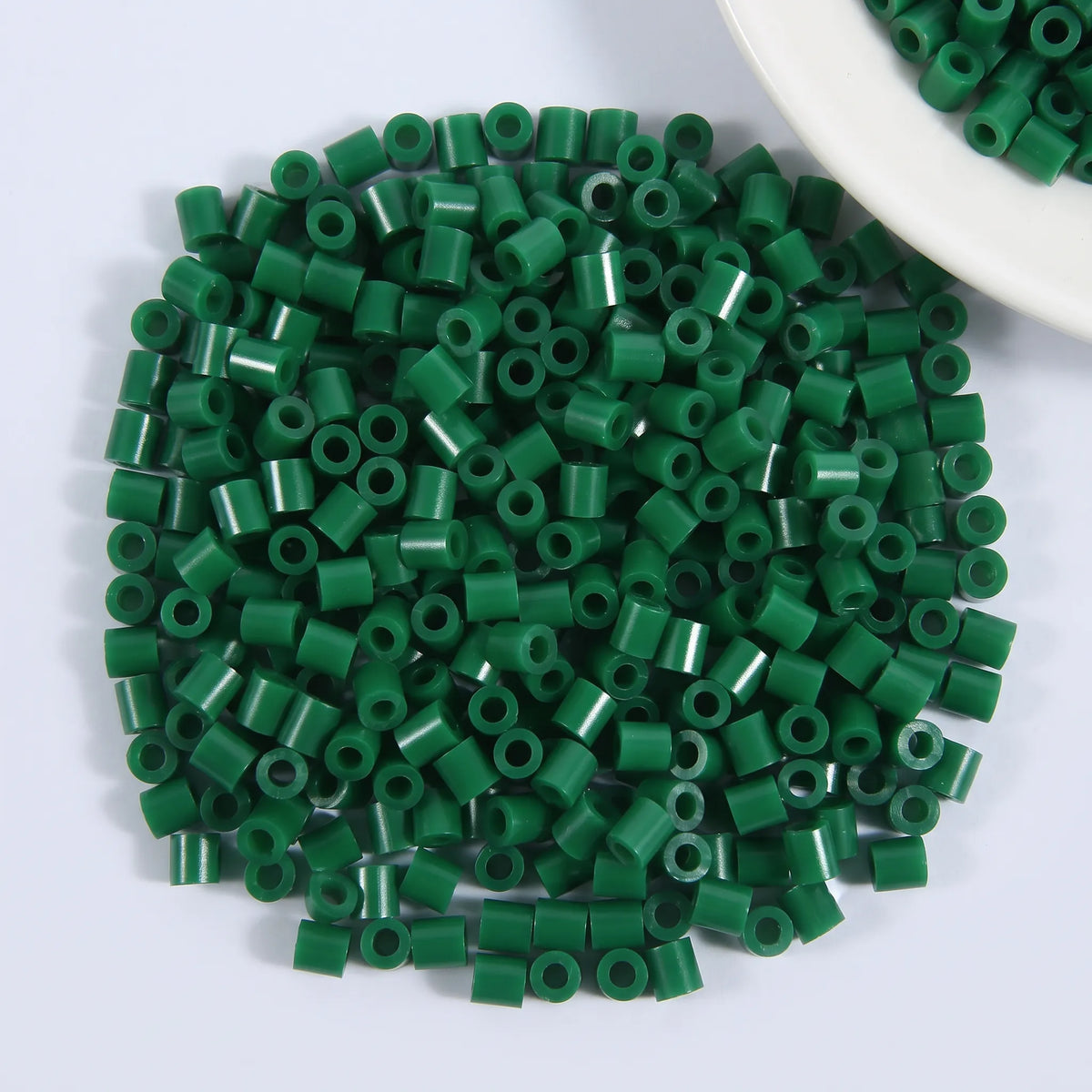 Dark green 5mm cylinder fuse beads with large holes